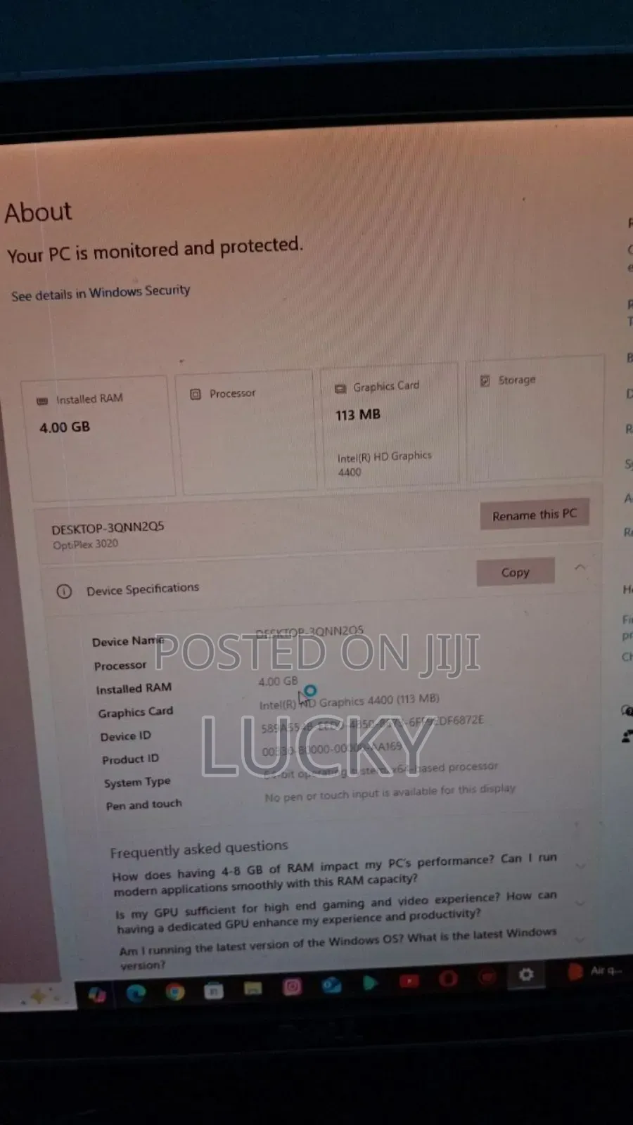 Desktop Computer Dell OptiPlex 3020 4GB HDD 512GB