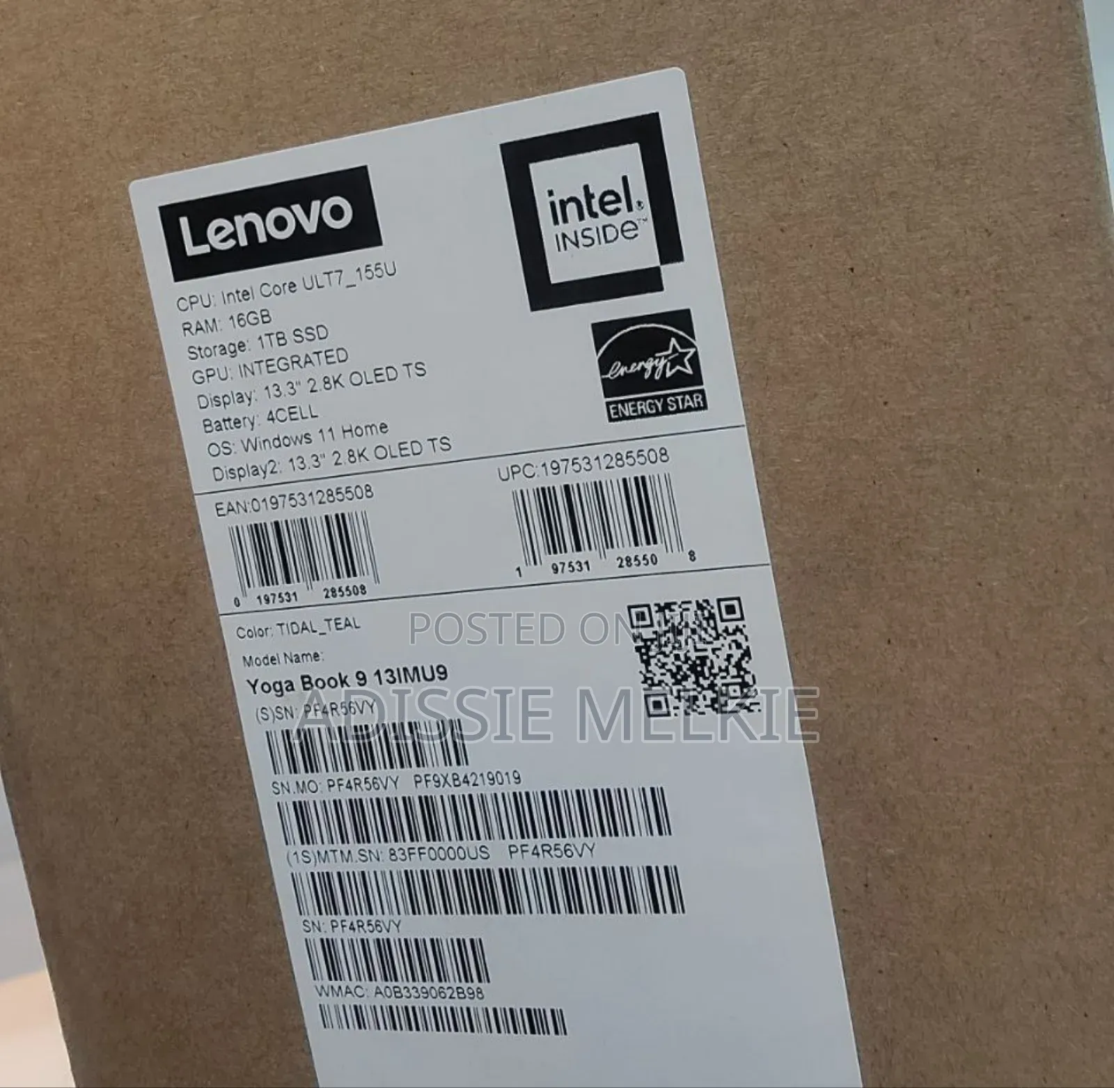 New Laptop Lenovo Yoga Book 9i 16GB Intel Core Ultra 7 SSD 1T