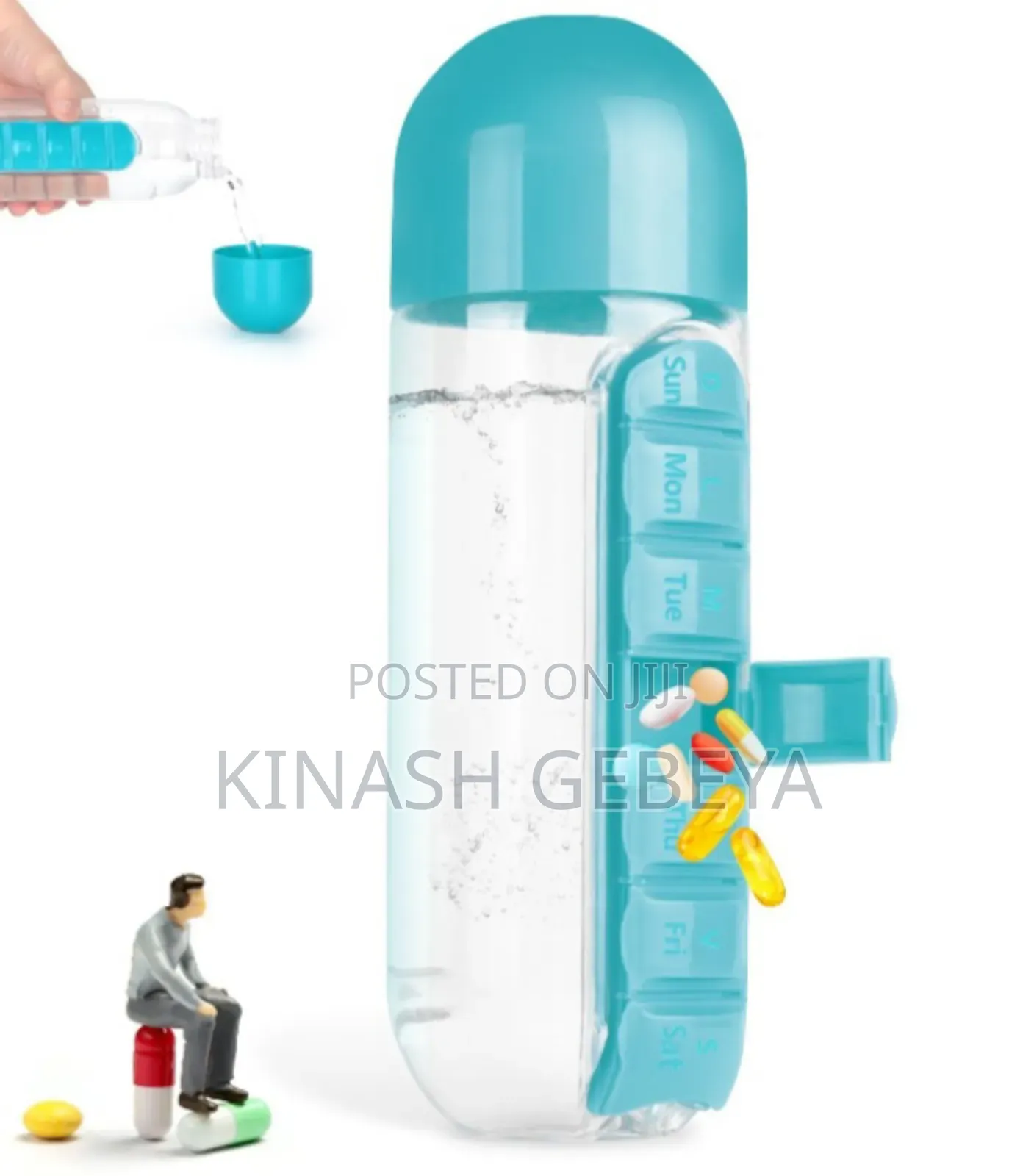 2in1 Pill Box With Water Bottle