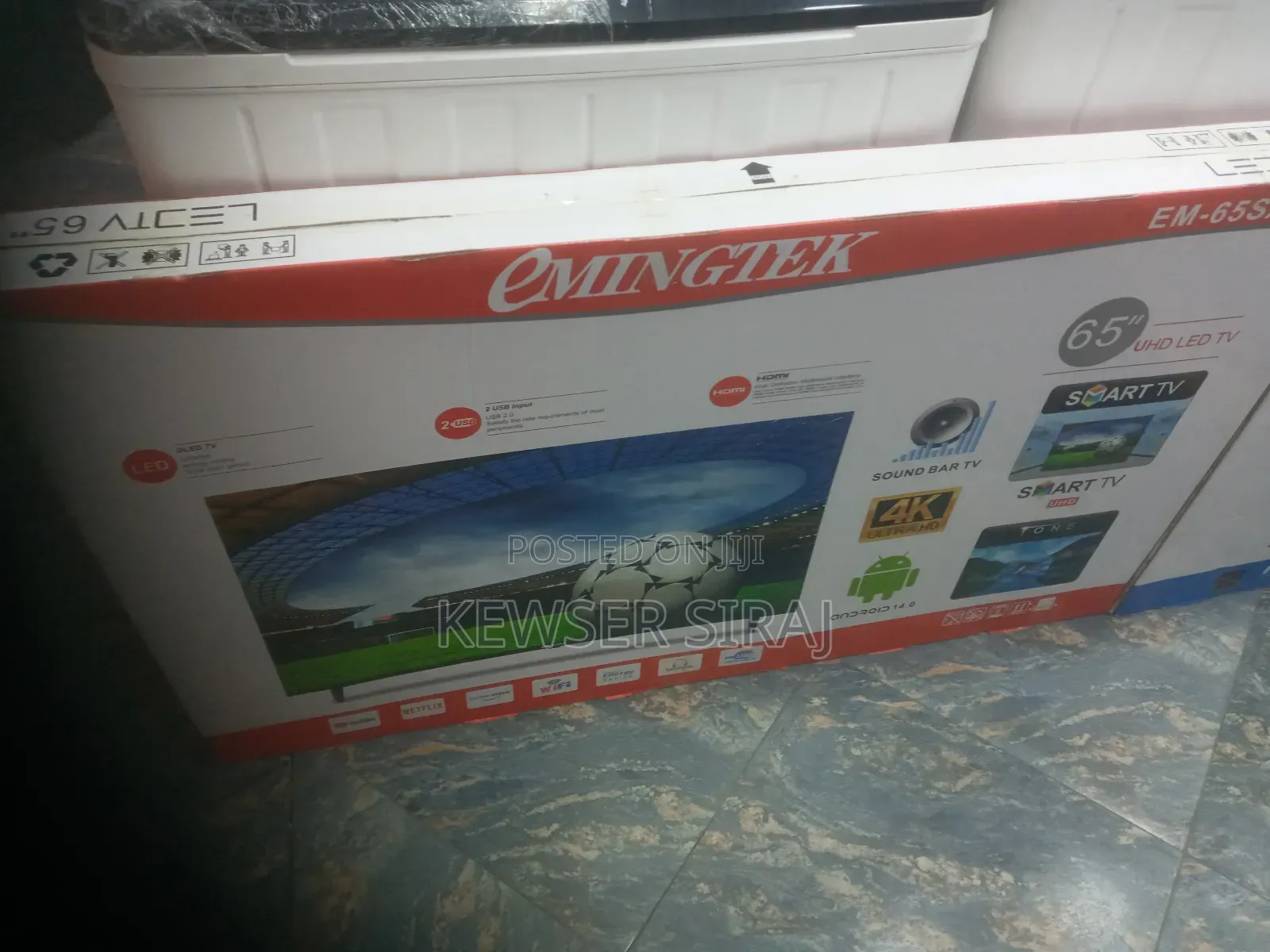 Emingtek Tv 65inch Smart Video 4,Years Warranty Free Delivery