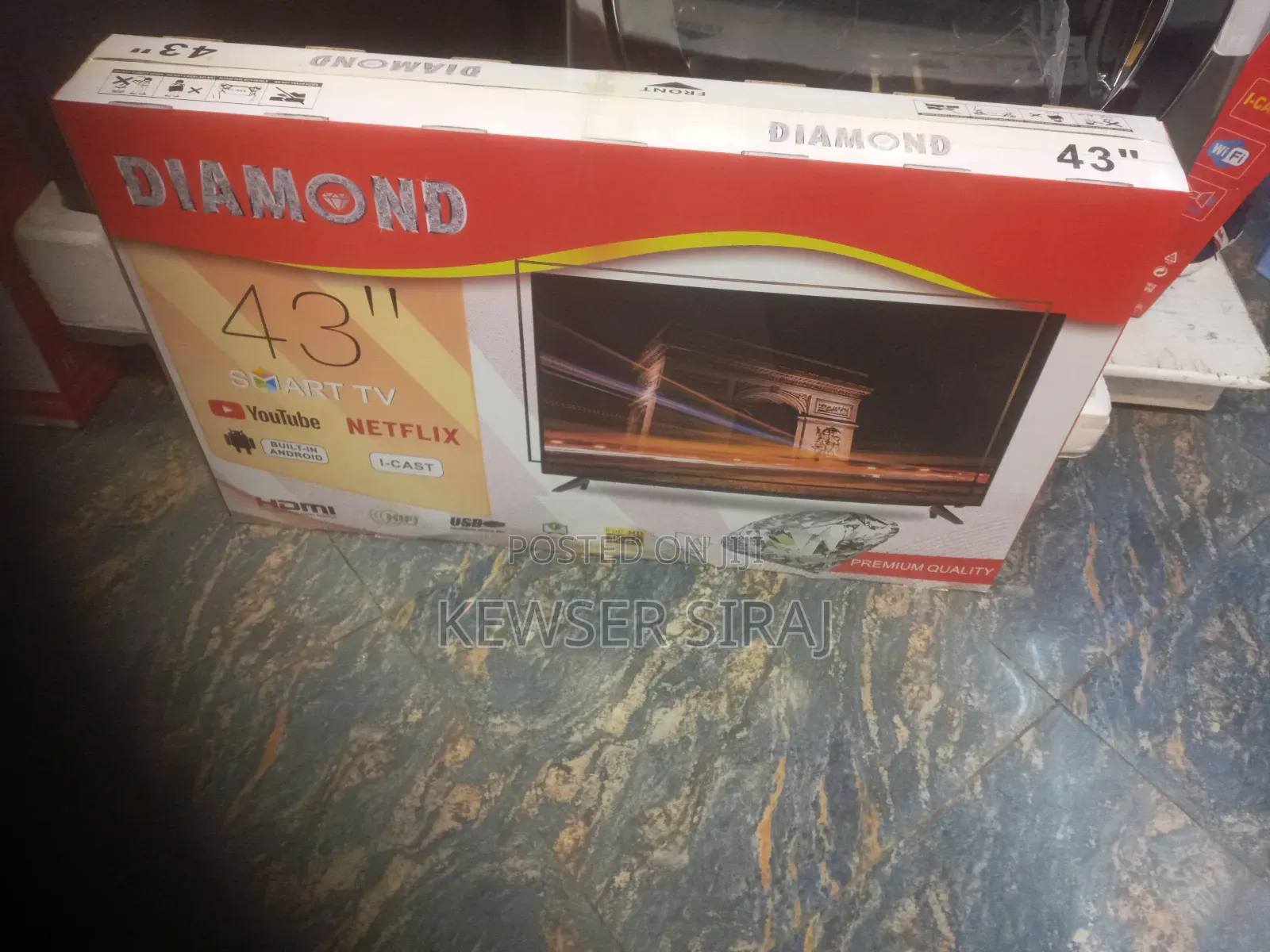 Diamond Tv 43inch Video Smart Frameless Screen 10,Years Warranty