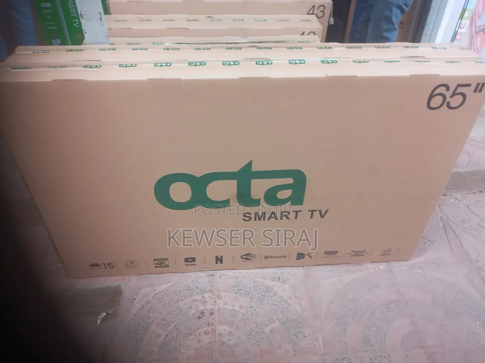 Octa Tv 65inch Smart Video Double Glass 10,Years Warranty
