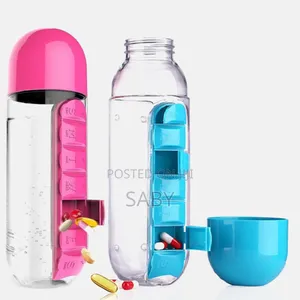 Pills and Vitamin Organizer With Water Bottle