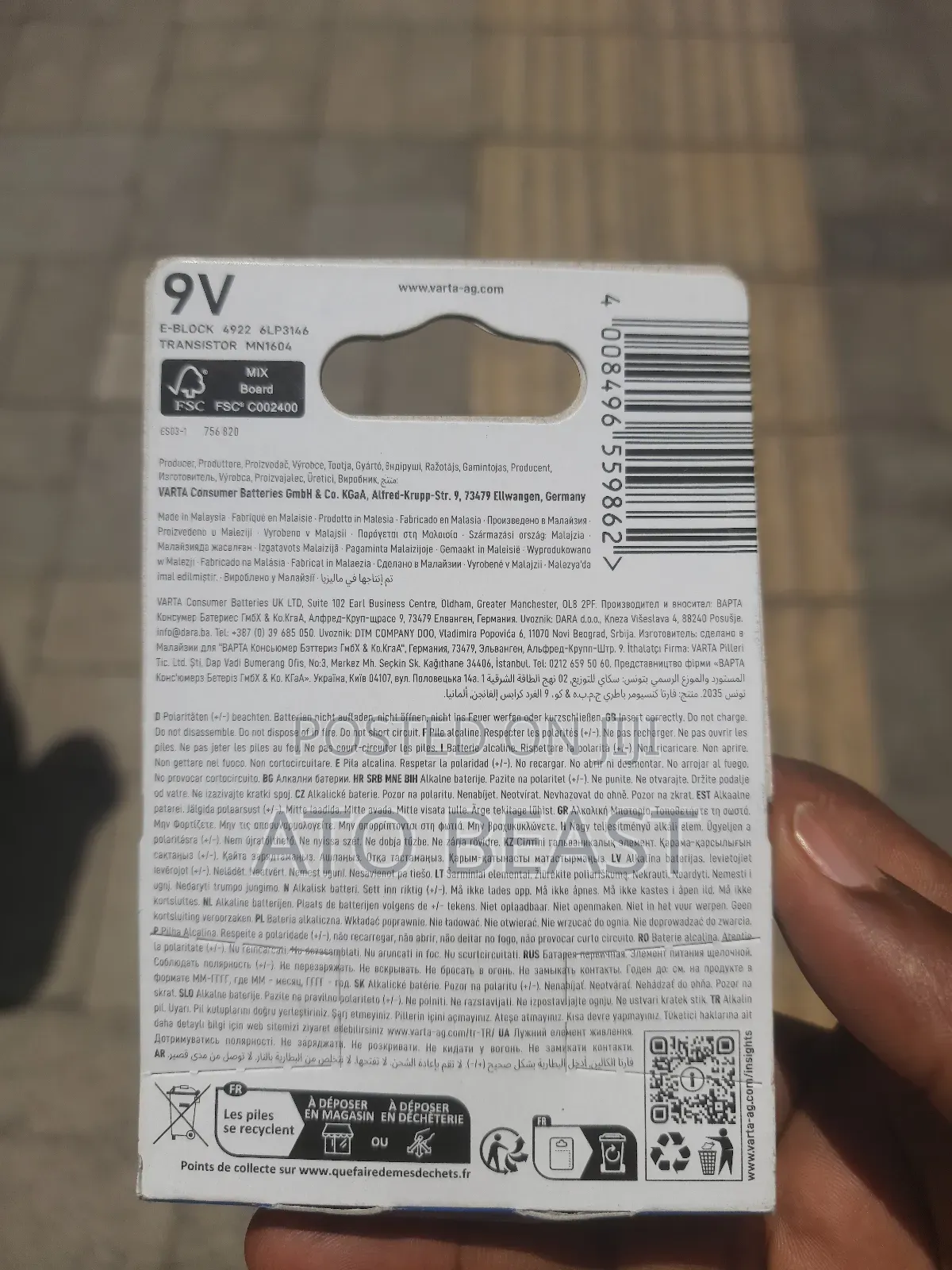 Varta Longlife Power 9v Alkaline Battery