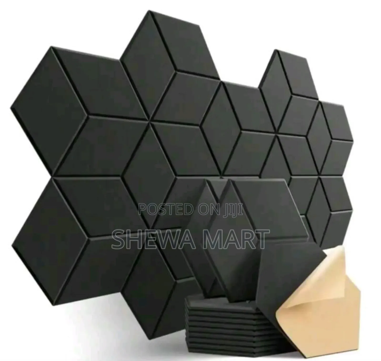 12 PCS Self-Adhesive Hexagon Sound Insulation Foam Panel Home