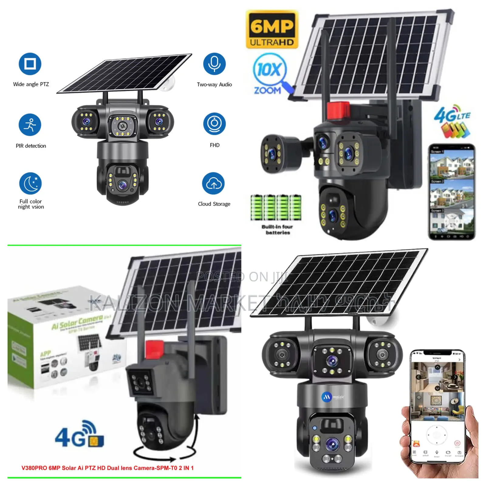 Battery + Charger + Solar Sim Card Ip Security Camera (Cctv)