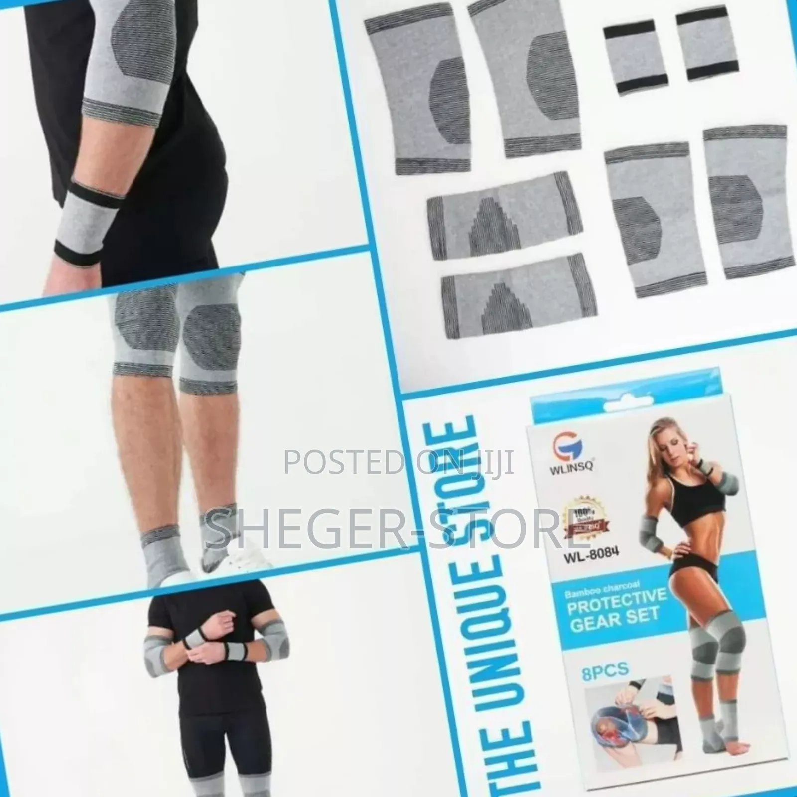 Orginal 8pcs Bamboo Charcoal Fitness Protective Gear Set