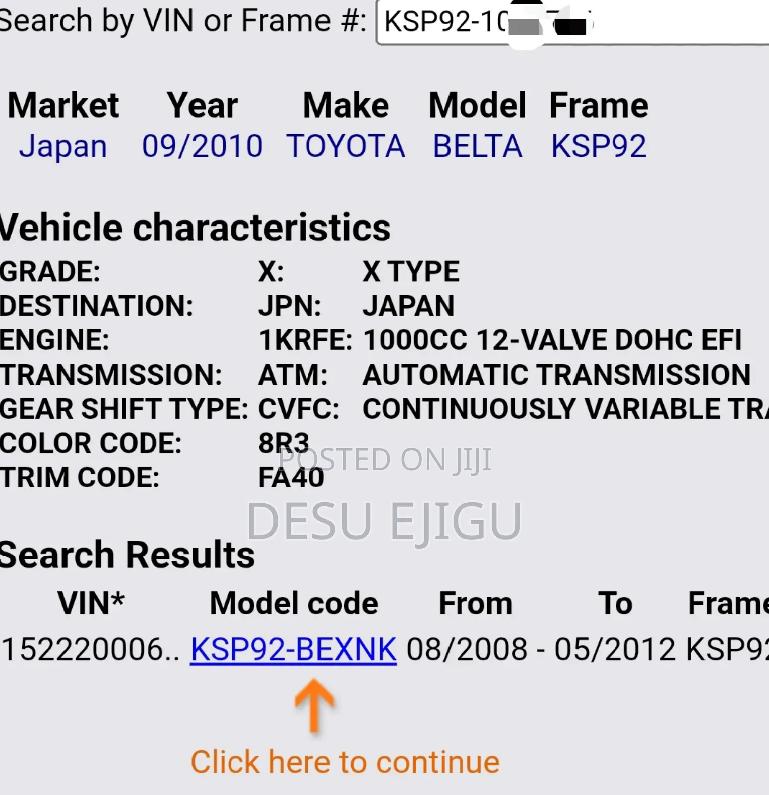 Toyota Belta 2010 Blue