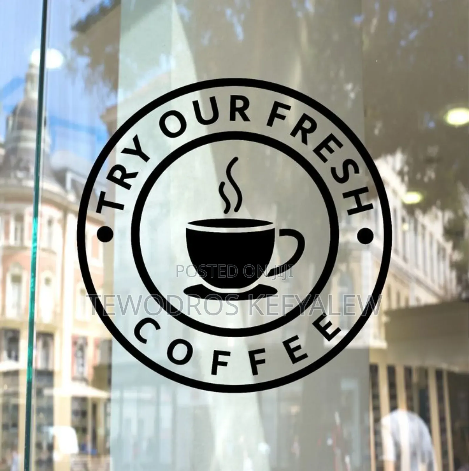 Coffee Shop Sticker for Glass
