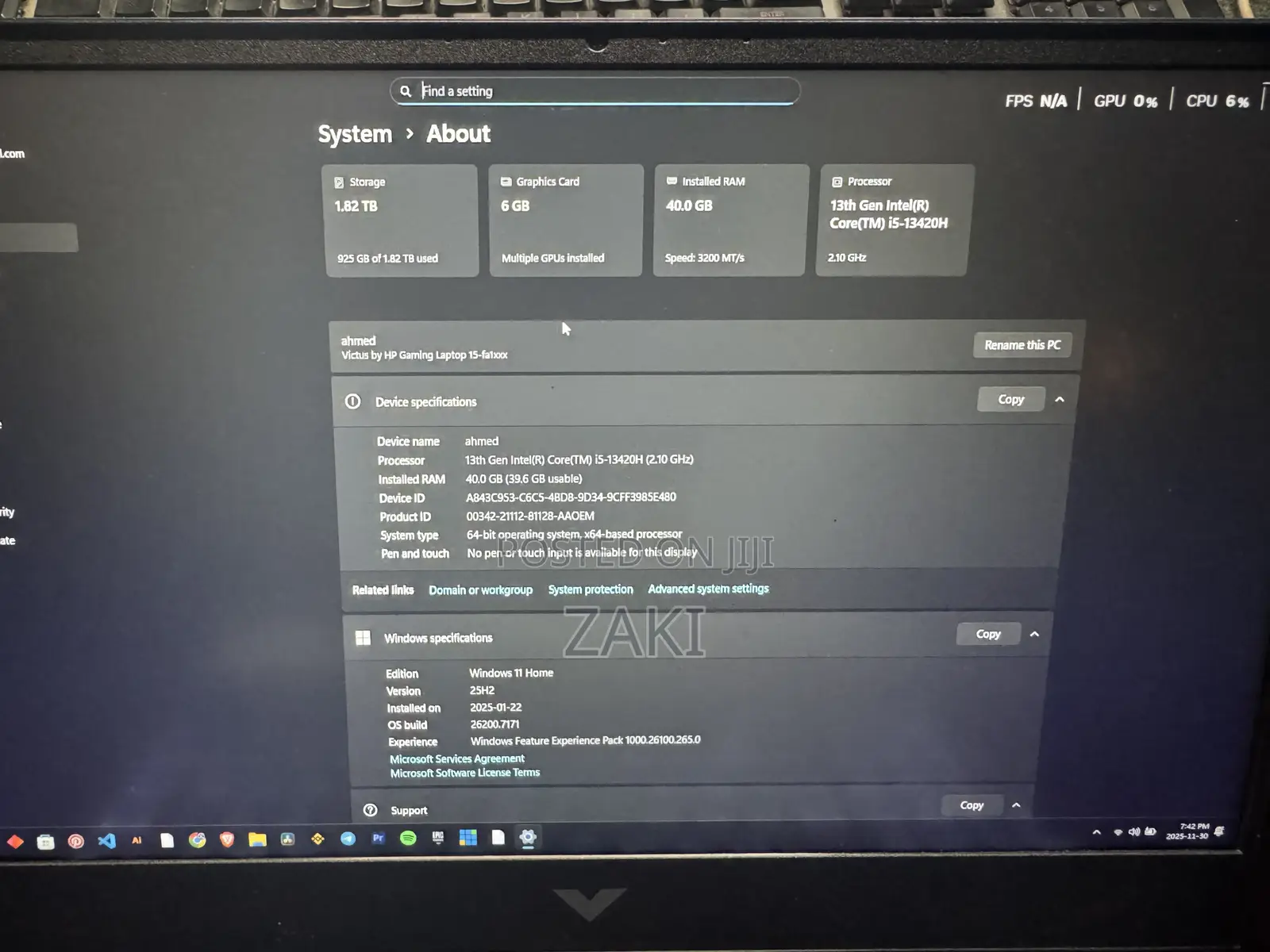 Laptop HP Victus 15 40GB Intel Core I5 HDD+SSD 2T