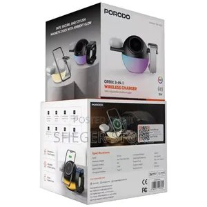 Orginal Porodo Orbix 3-In1 Wireless Charger Adjustable Ambient Light