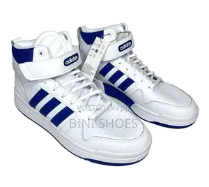 Photo - Adidas Mens Postmove Mid Cloud White/Royal Blue Basketball Shoes