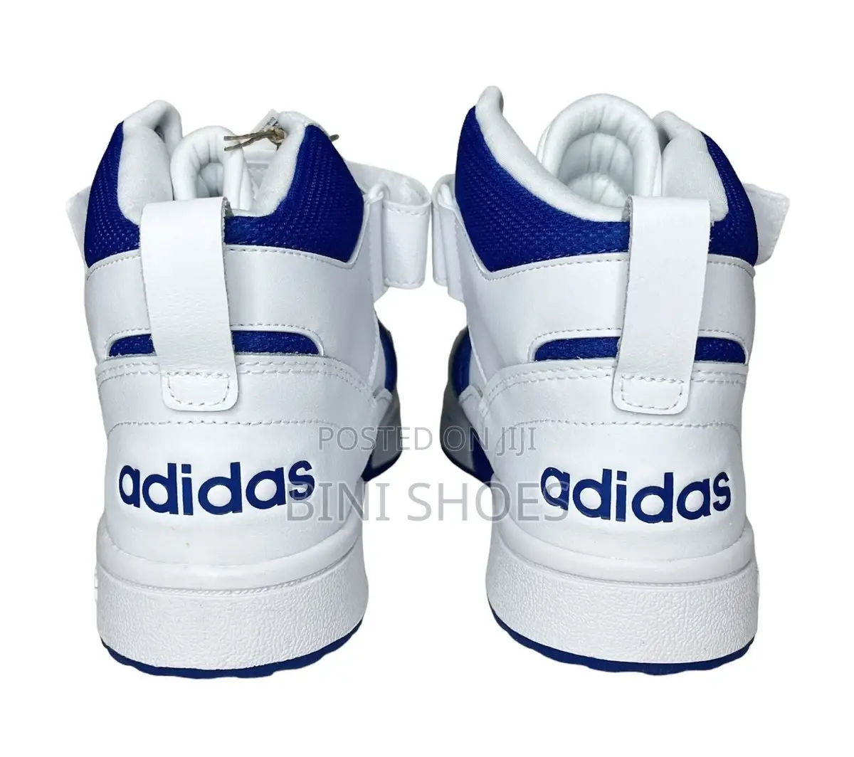 Adidas Mens Postmove Mid Cloud White/Royal Blue Basketball Shoes