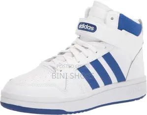 Adidas Mens Postmove Mid Cloud White/Royal Blue Basketball Shoes