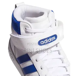 Adidas Mens Postmove Mid Cloud White/Royal Blue Basketball Shoes
