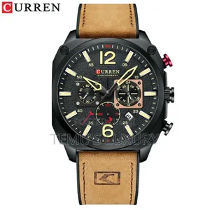 Curren Men Leather Watch Square Wristwatch