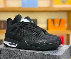 Photo - Jordan 4 High Master Quality Smooth Sneakers Full Black