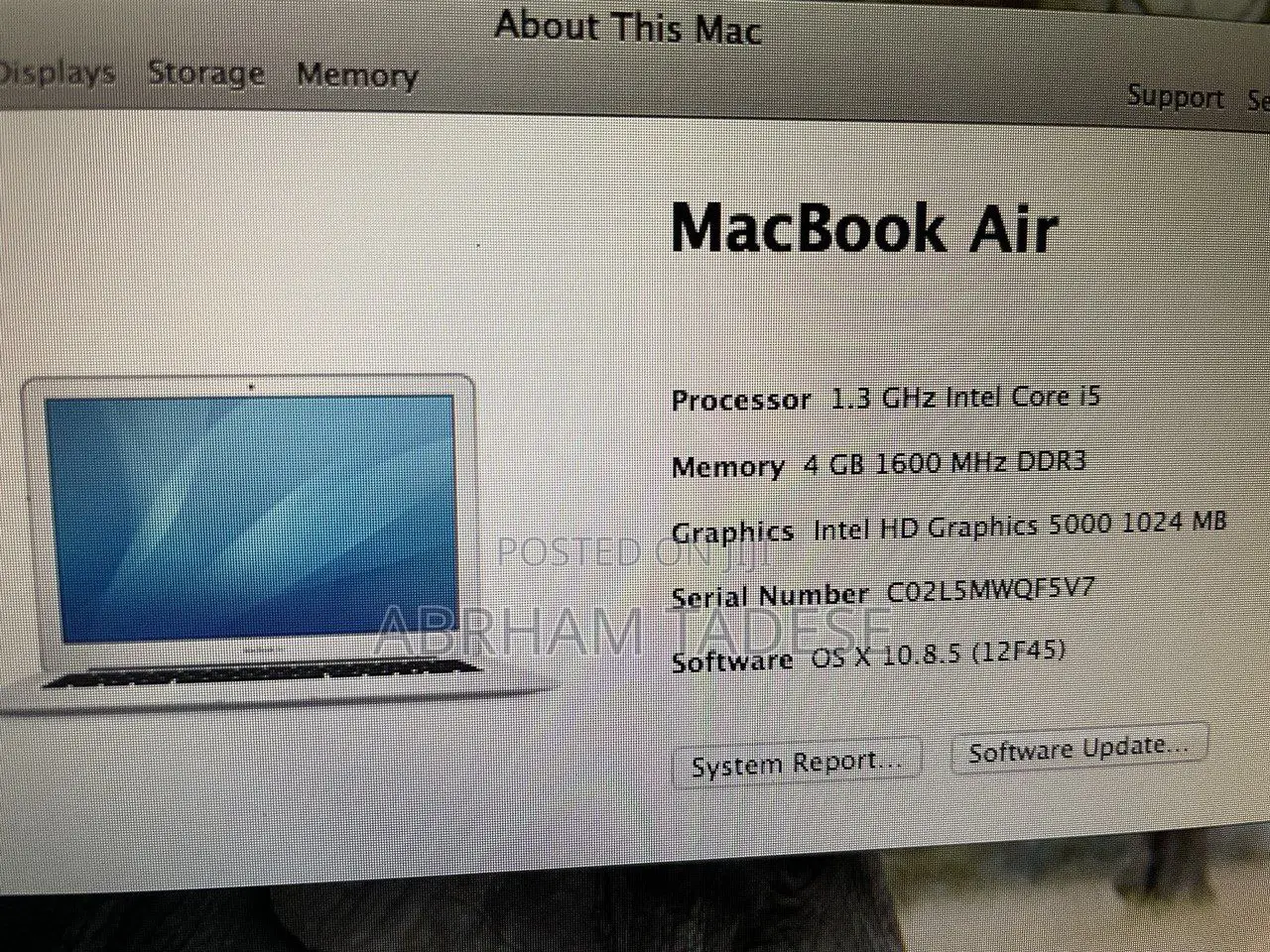 Laptop Apple MacBook 4GB Intel Core I5 eMMC 128GB