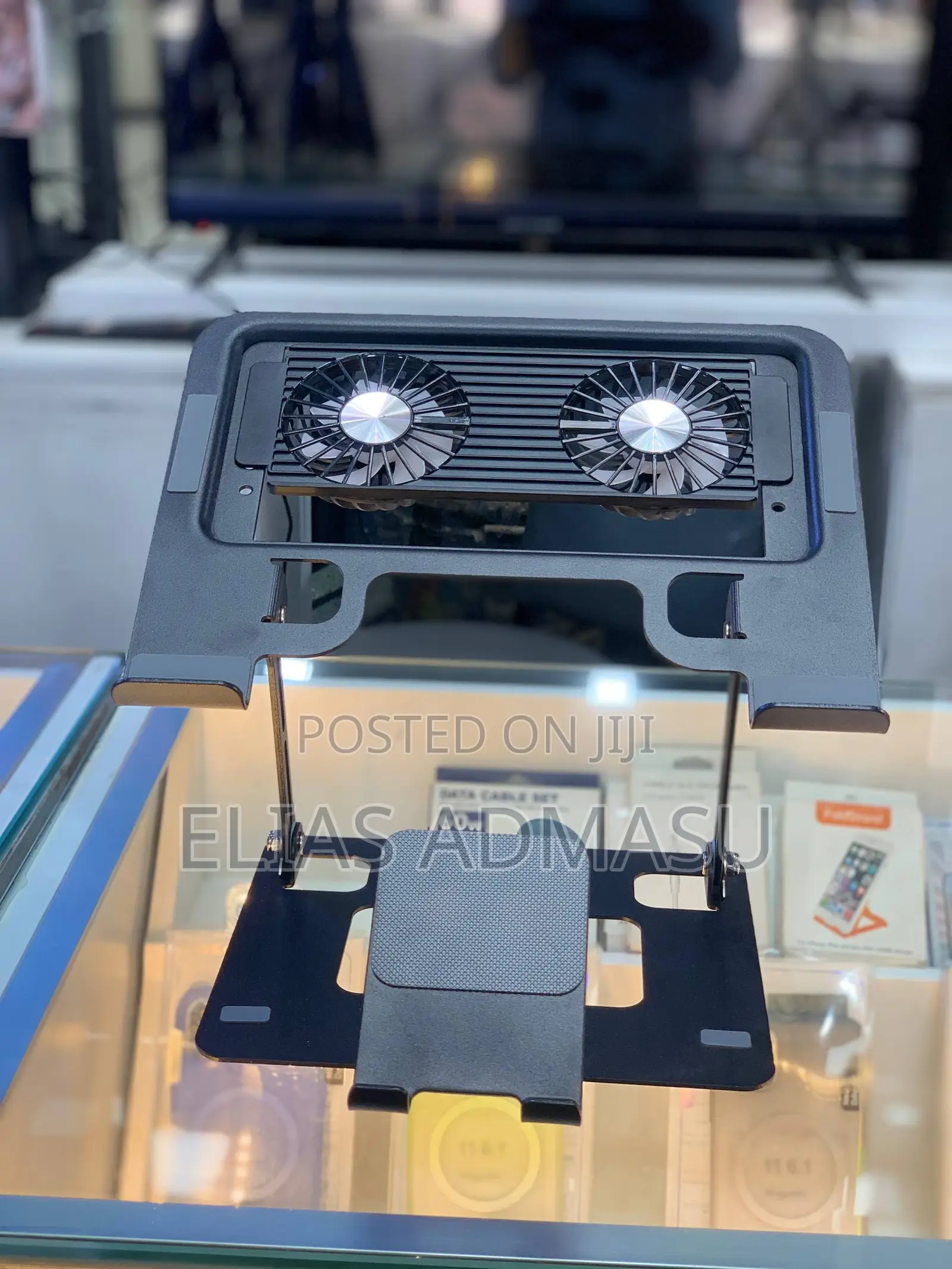 Ergonomic Laptop Cooling Stand | Dual Fans Adjustable Height Folding