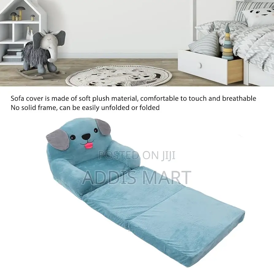 Foldable Kids Sofa, Cartoon Folding Children Sofa Bed 2 in 1