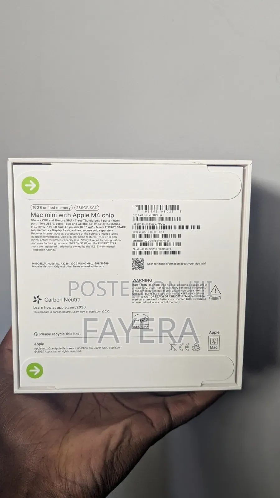 New Desktop Computer Apple Mac Mini M4 16GB Apple M4 SSD 256GB