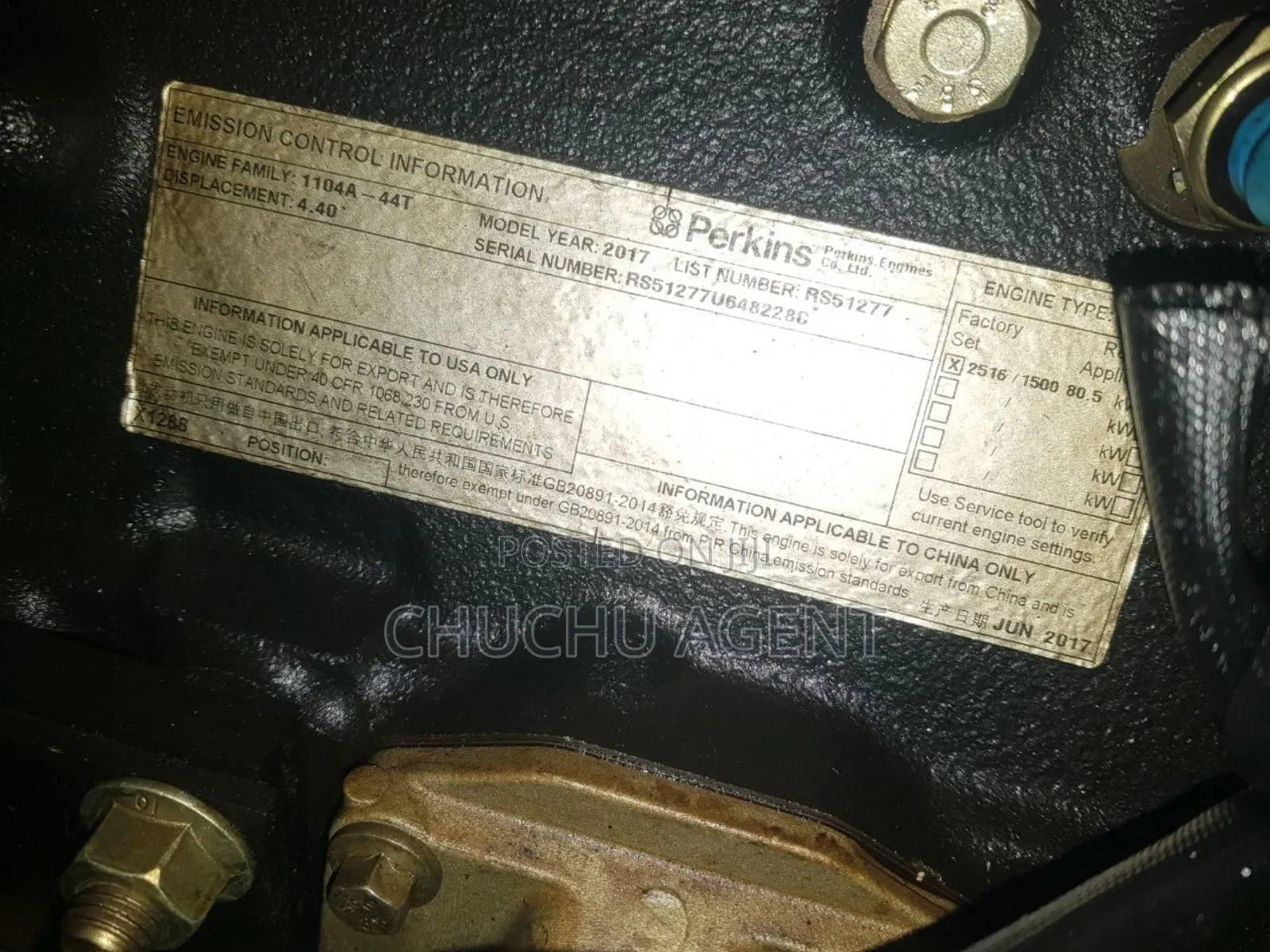 Used Generator Sale Perkin