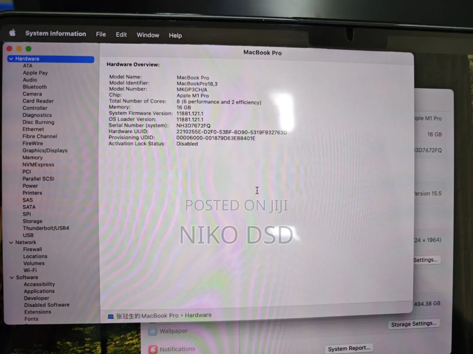 New Laptop Apple MacBook Pro M1 16GB Apple M1 Pro SSD 500GB