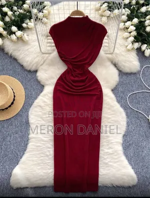 Burgundy Long Body Con Dress