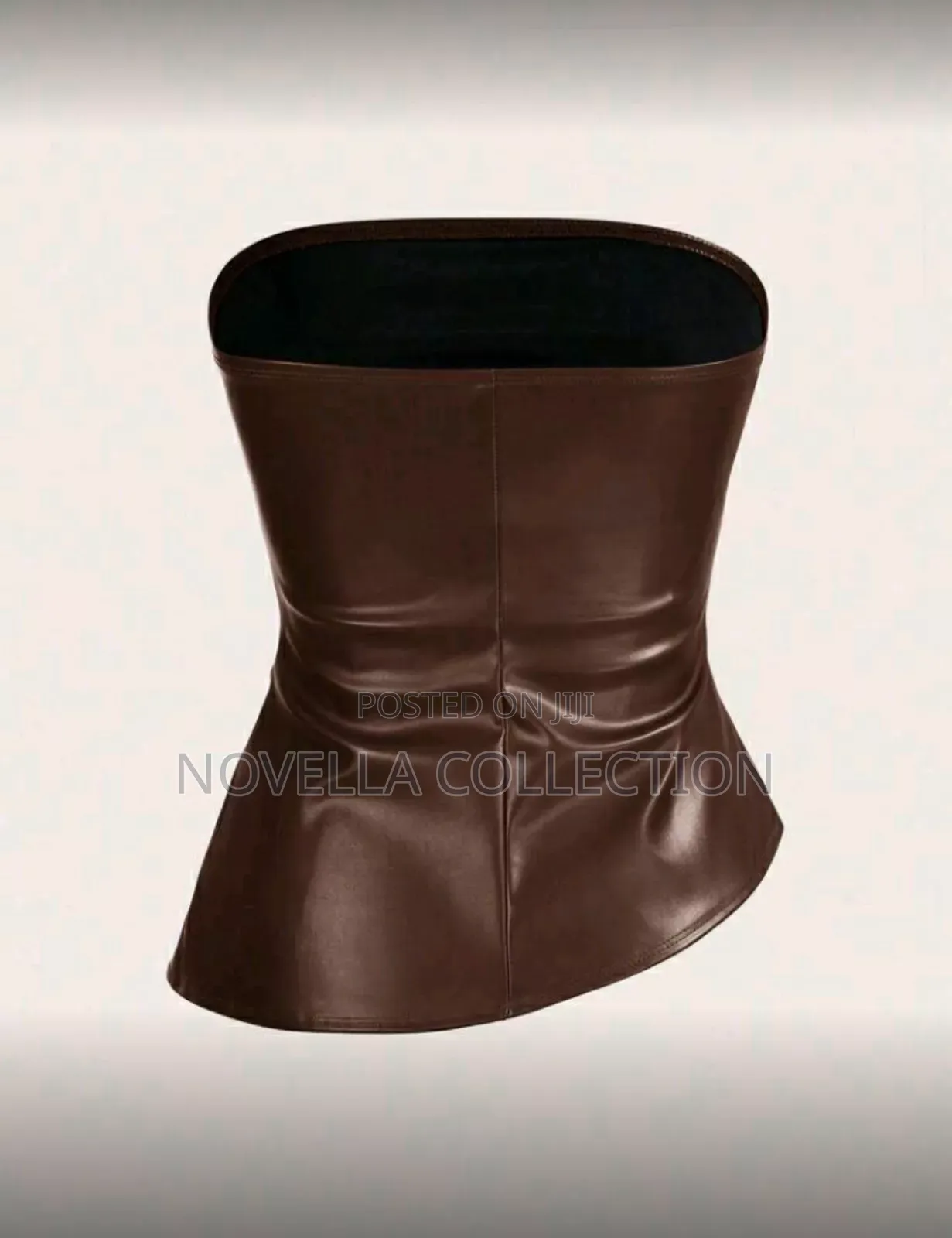 Women's Summer Asymmetric Brown Top Solid Color Fashionable Ruched