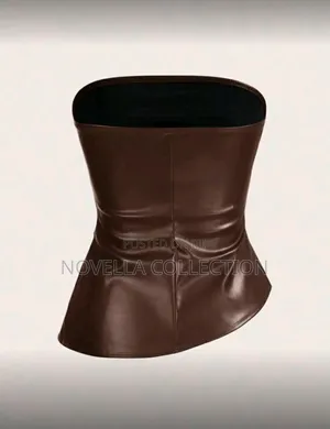 Women's Summer Asymmetric Brown Top Solid Color Fashionable Ruched