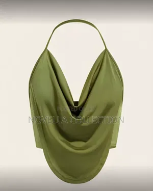 Photo - Solid Draped Front Backless Party Halter Top