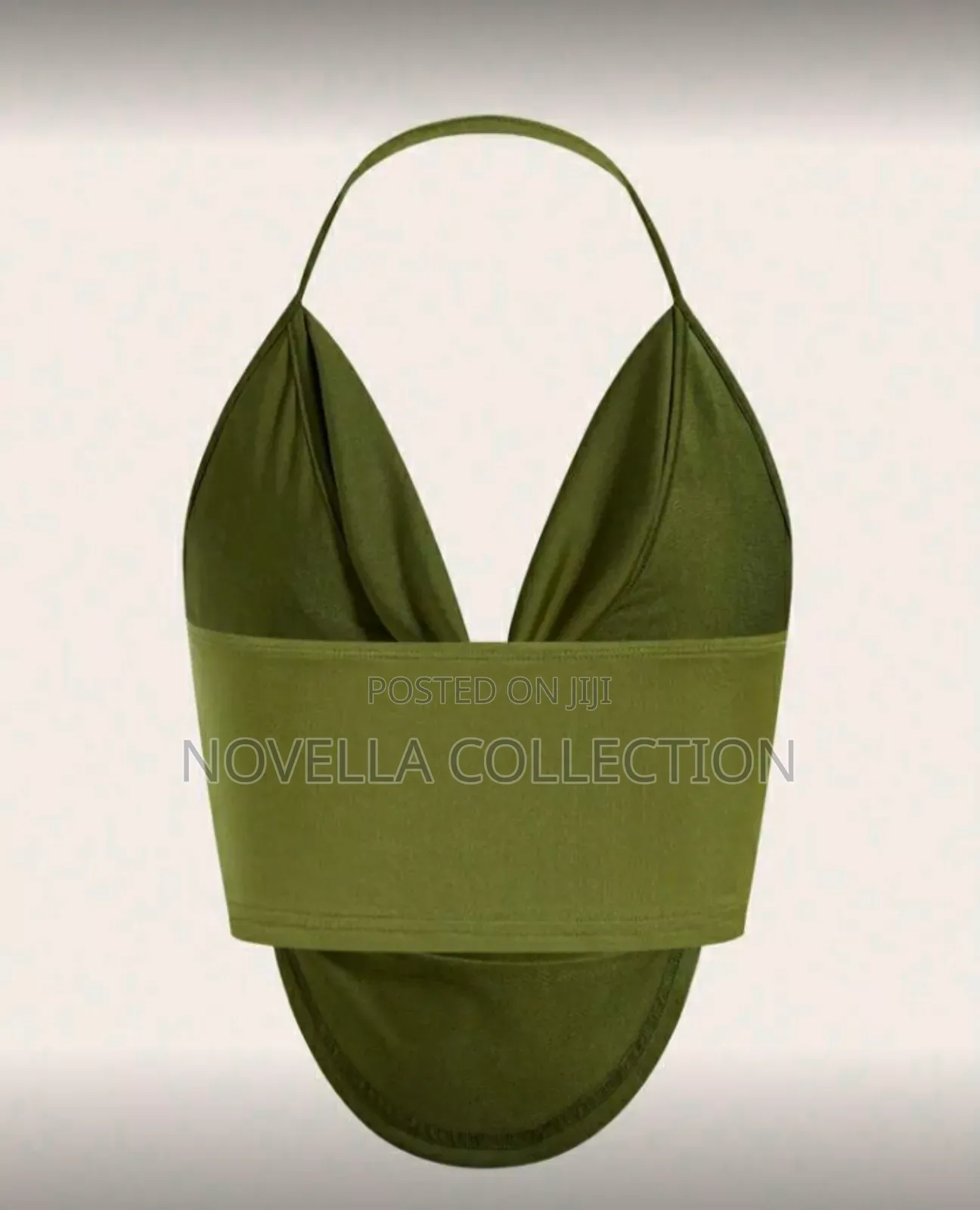 Solid Draped Front Backless Party Halter Top