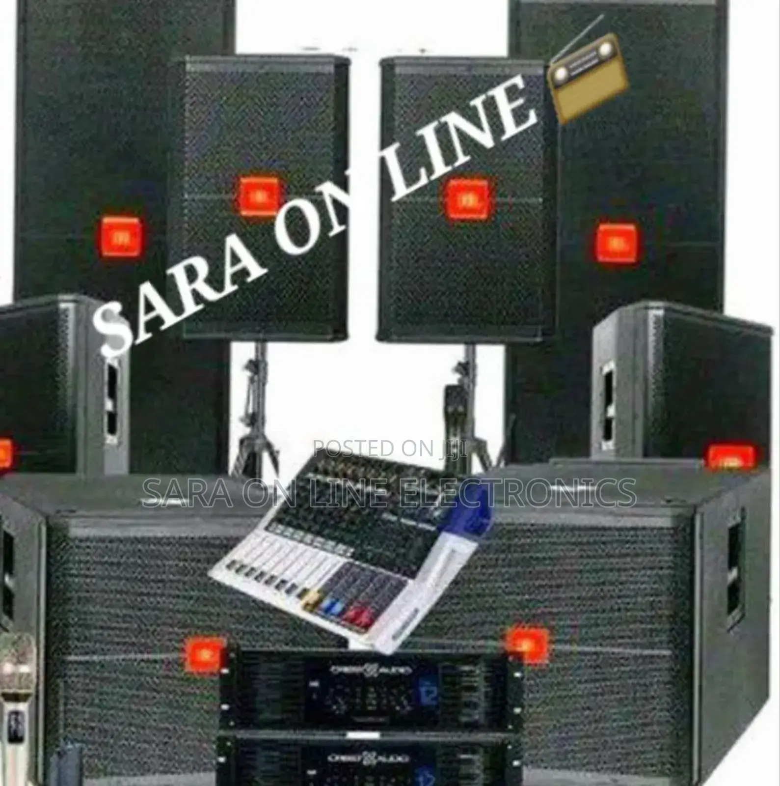 **Jbl Sound System Speakers Mixture Micrafone Keybored Solar System