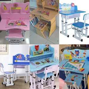 Photo - ሰፊ የጥናት, የመስሪያ ቦታ ያለው Cute Modern Kids Study Table + Chair Set
