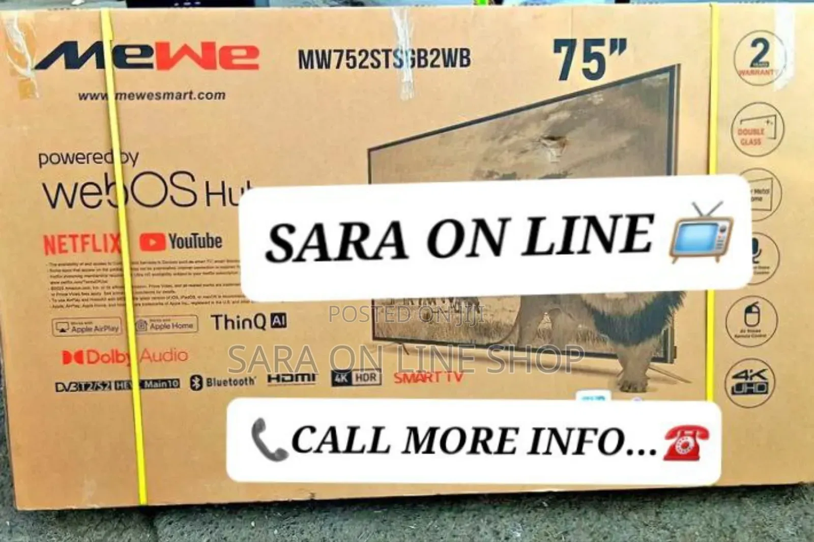 **Mewe 75" Webos Hub Uhd Smart Tv >Free Delivery