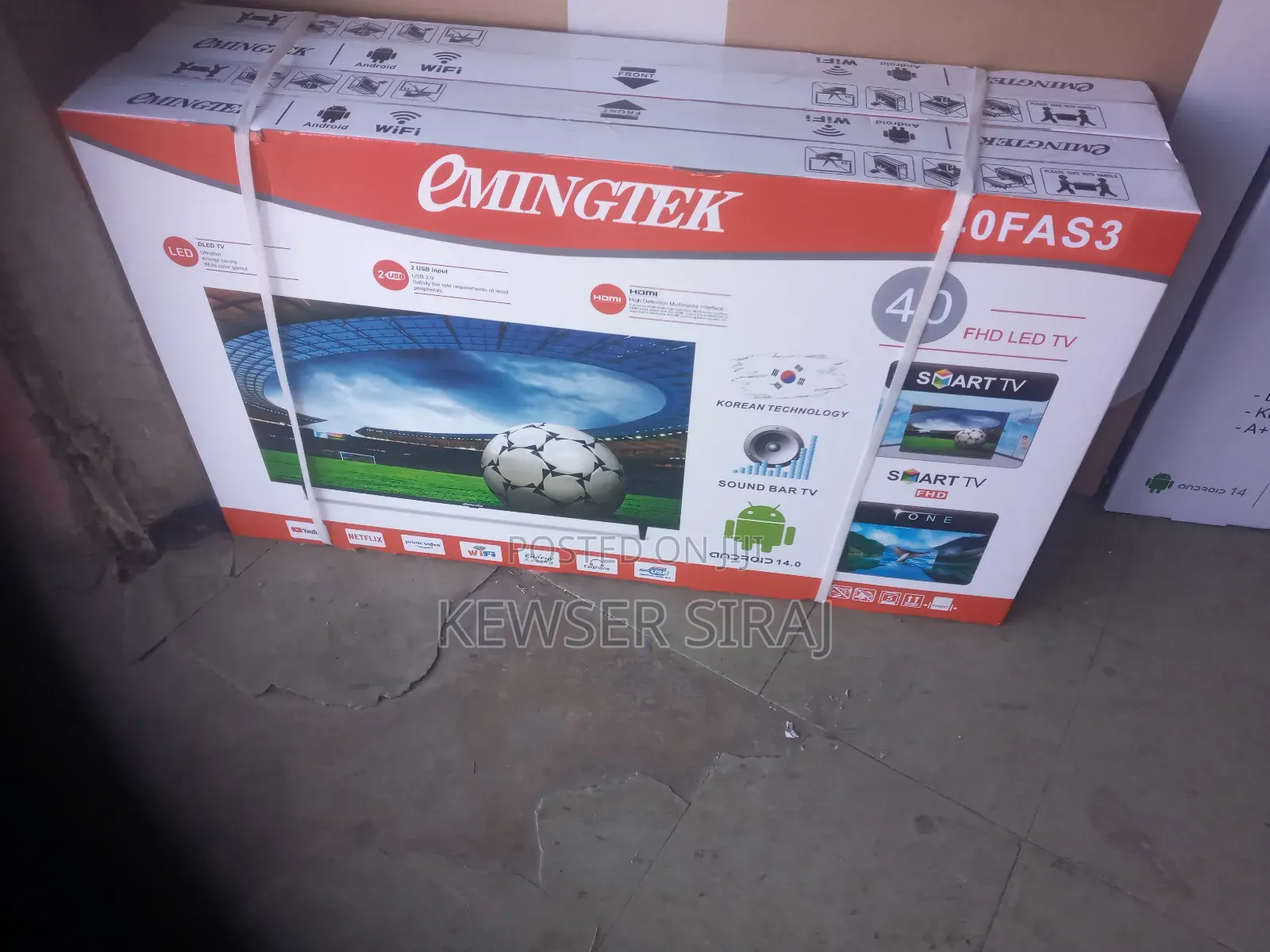 Emingtek Tv 40inch Smart Android Tv Frameless Screen Led Tv