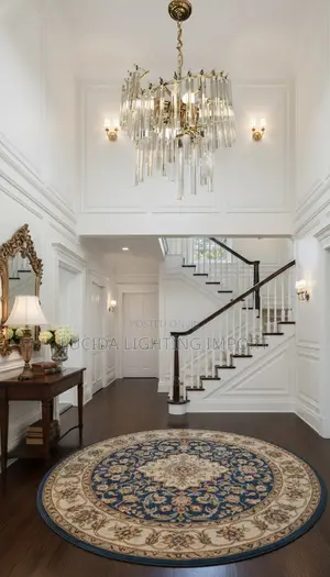 ዘመናዊ መብራት Brass and Glass Rod Chandelier.