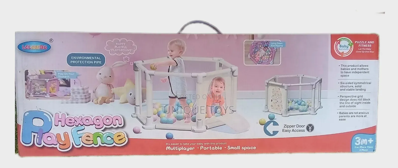 Hexagon Baby Play Fence, 150 × 66cm, + 100 Ocean Balls