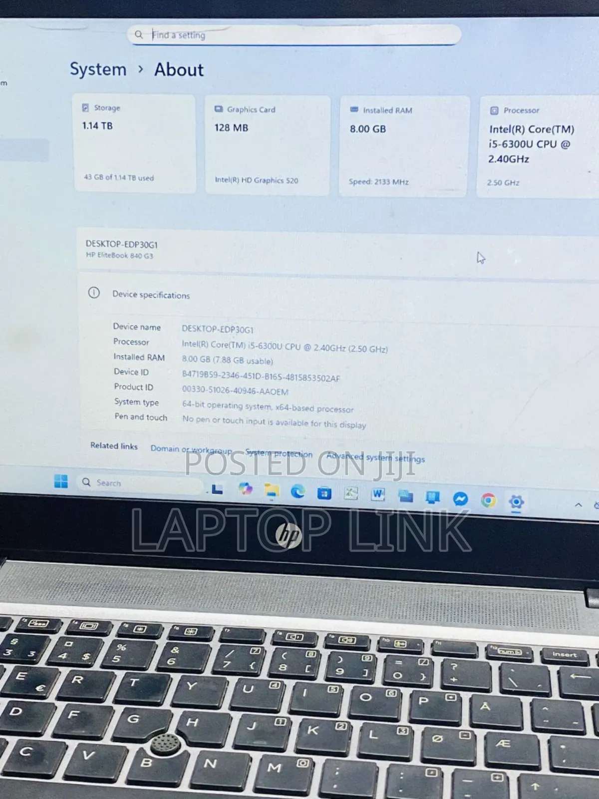 Laptop HP EliteBook 840 G3 8GB Intel Core I5 HDD+SSD 256GB