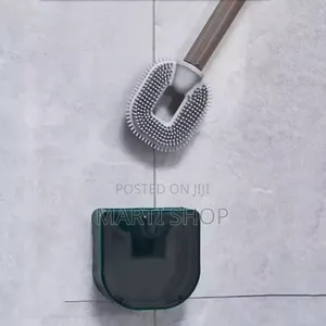 Wall-Mounted Toilet Cleaning Brush With Brush Holder