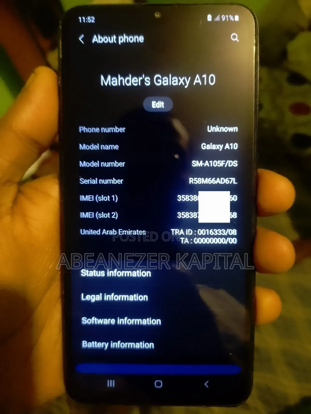 Samsung A10 32 GB Black