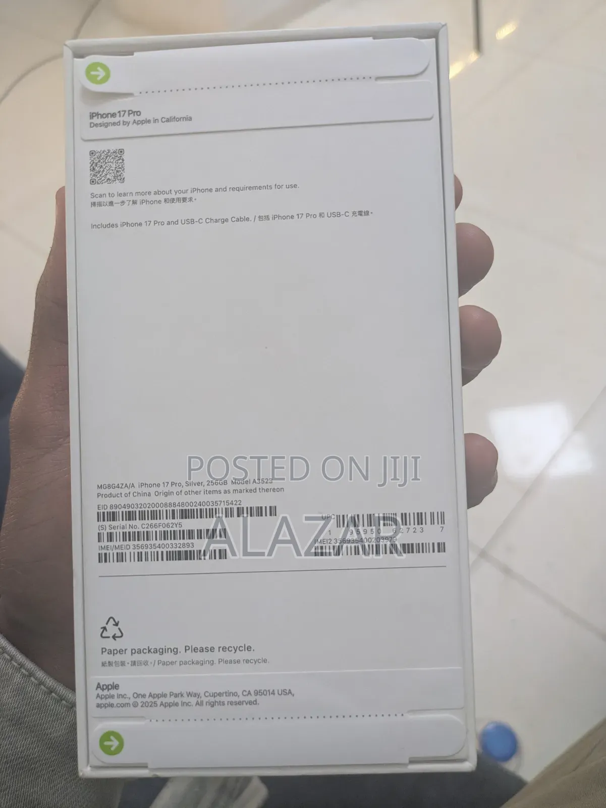 New Apple iPhone 17 Pro 256 GB White