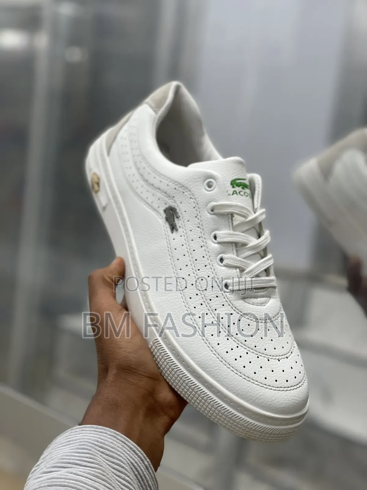 Crisp White Lacoste Leather Flat-Shoes