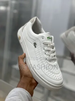 Crisp White Lacoste Leather Flat-Shoes