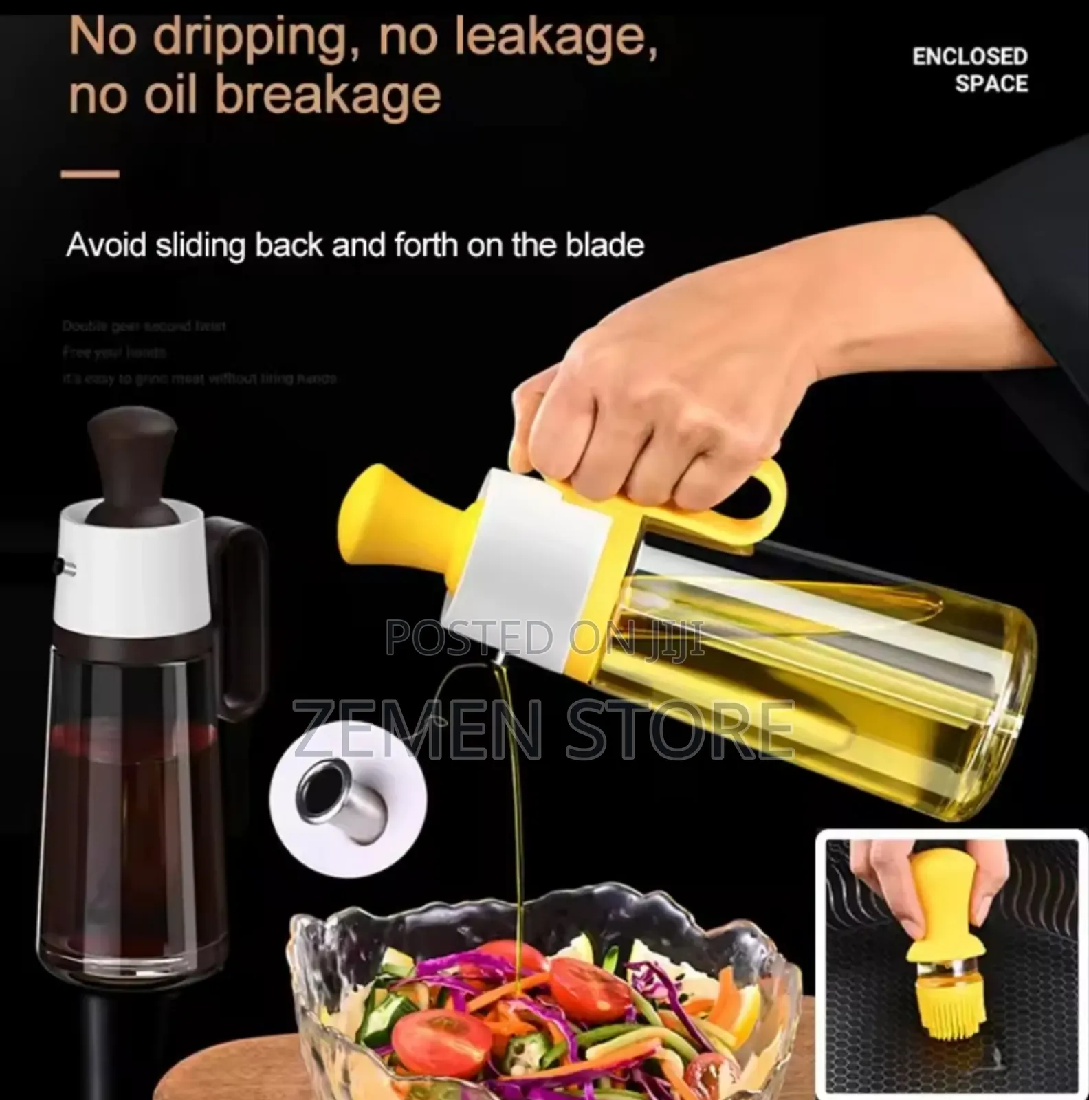 2in1 Oil Dispenser Bottle With Silicone Brush No Drip
