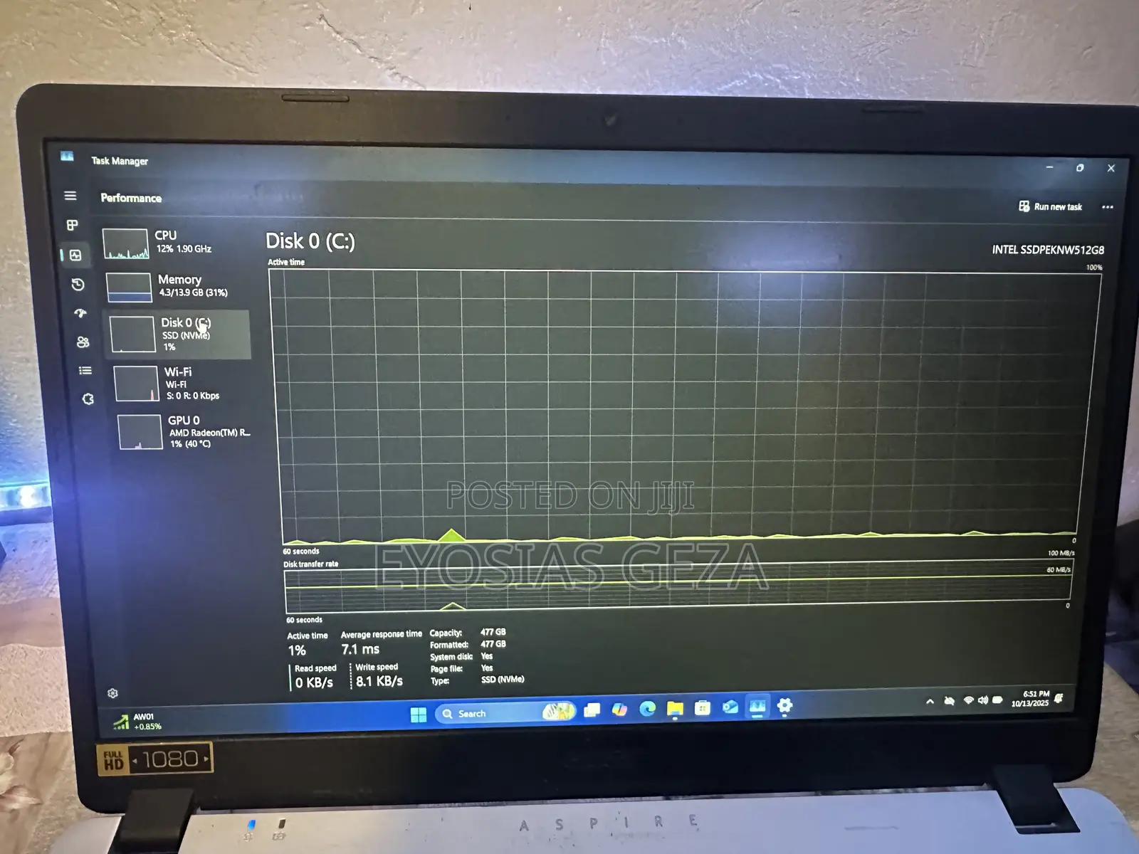 Laptop Acer Aspire A515-52 16GB Intel Core i3 HDD+SSD 512GB