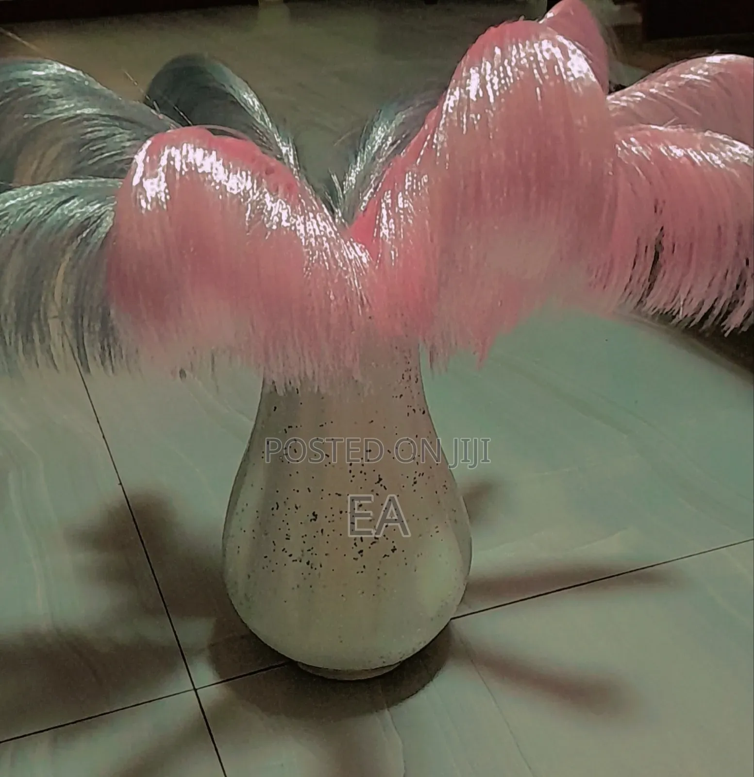 Ribbon Feather Flower With Vase