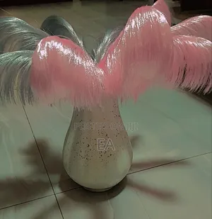 Ribbon Feather Flower With Vase