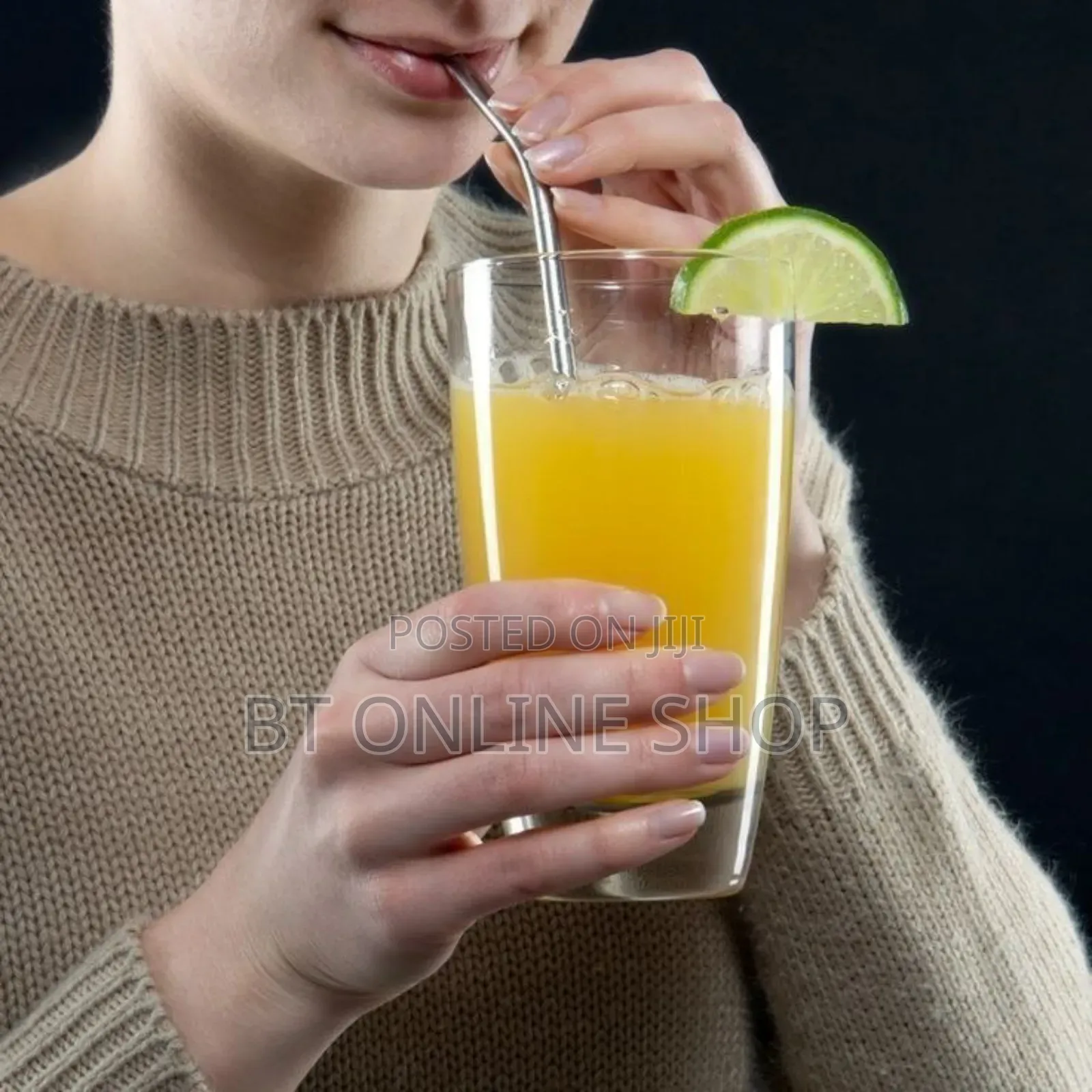 6pcs Reusable Drinking Stainless Straws With Cleaning Br