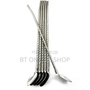 6pcs Reusable Drinking Stainless Straws With Cleaning Br